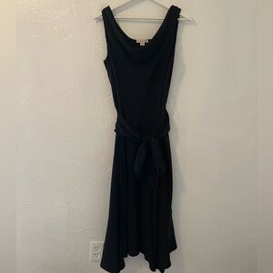 Coldwater Creek Black Belted Tie Waist Cowl Neck Sleeveless Midi Dress Size 4